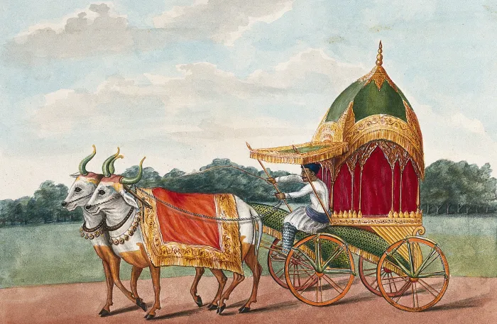 Vintage Indian Oxen Carriage Canvas Print wall art print | PrintPosters.in